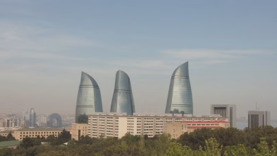 أبراج الشعلة، باكو، عمارة، أذربيجان illustration for أبراج الشعلة في باكو: ت